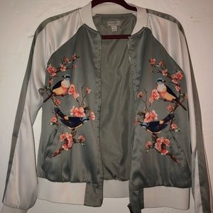 Printed Satin Bomber Jacket